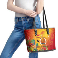 Papua New Guinea Independence Day Leather Tote Bag 50th Anniversary Unity in Diversity LT14 - Polynesian Pride