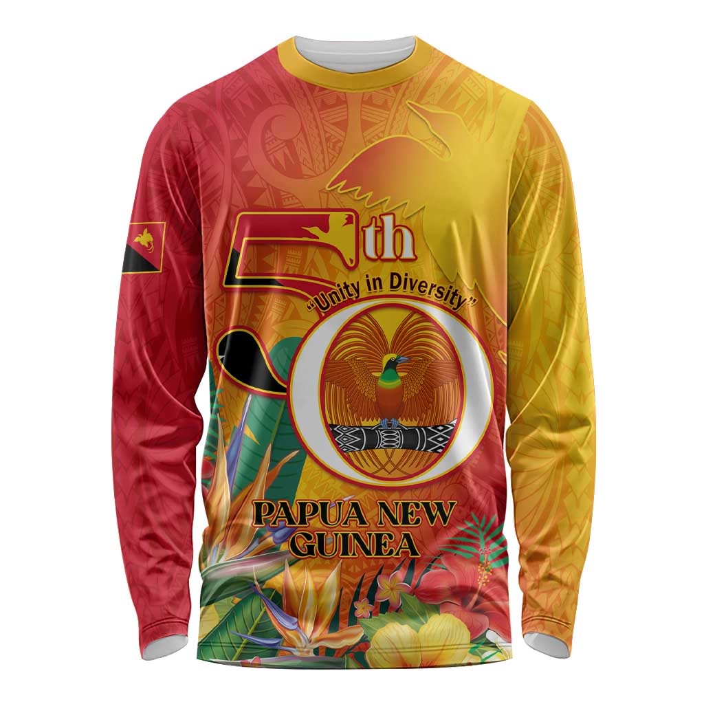 Papua New Guinea Independence Day Long Sleeve Shirt 50th Anniversary Unity in Diversity LT14 Unisex Red - Polynesian Pride