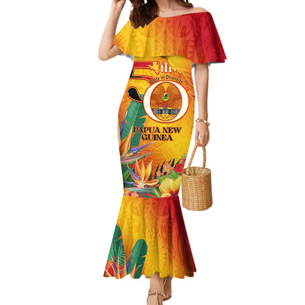 Papua New Guinea Independence Day Mermaid Dress 50th Anniversary Unity in Diversity LT14 Women Red - Polynesian Pride
