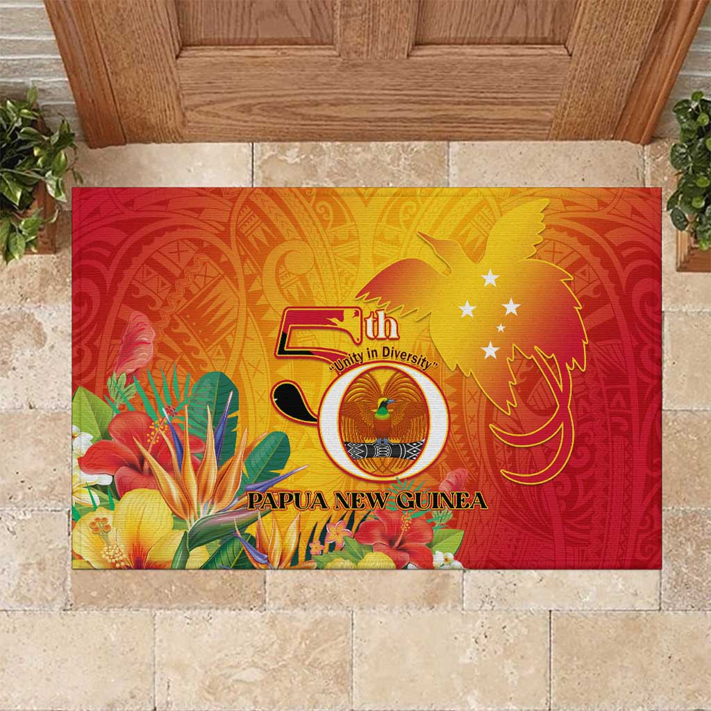 Papua New Guinea Independence Day Rubber Doormat 50th Anniversary Unity in Diversity