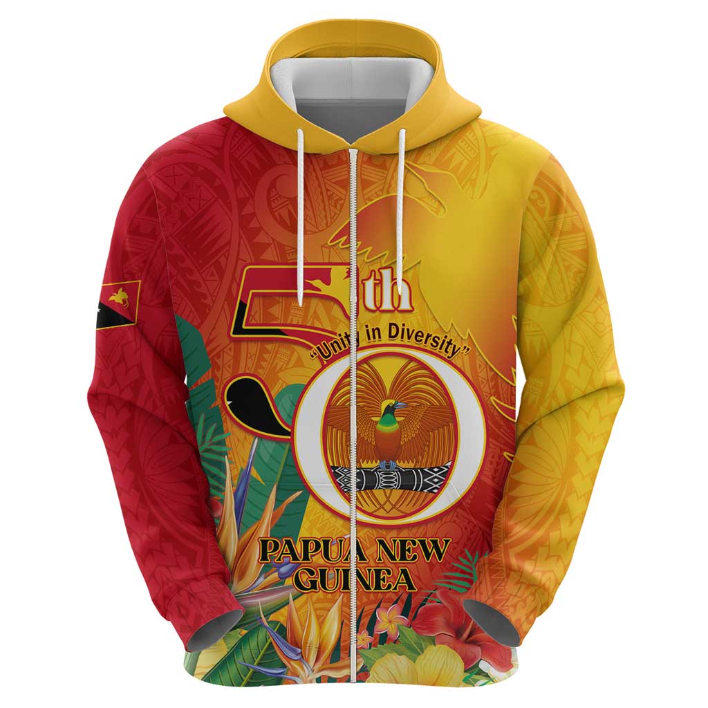 Papua New Guinea Independence Day Zip Hoodie 50th Anniversary Unity in Diversity LT14 - Polynesian Pride