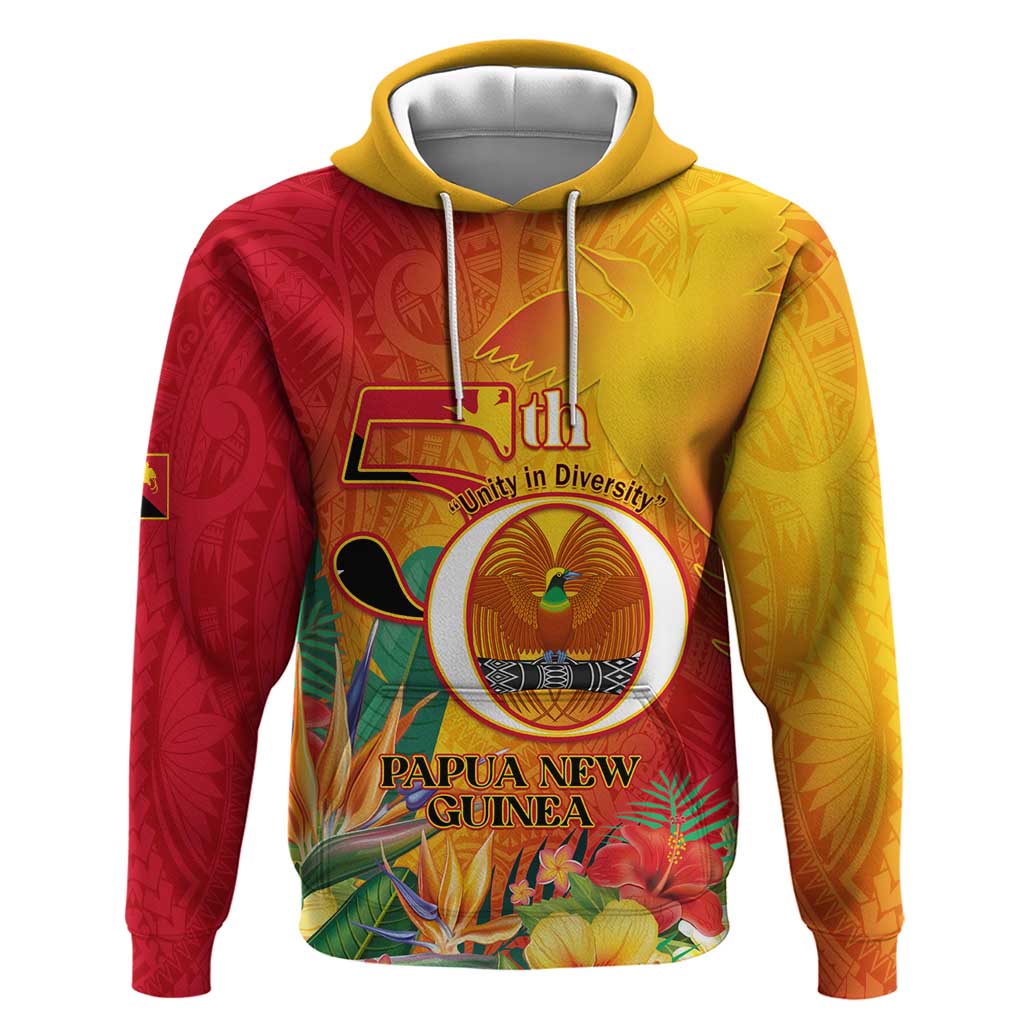 Papua New Guinea Independence Day Zip Hoodie 50th Anniversary Unity in Diversity LT14 Pullover Hoodie Red - Polynesian Pride