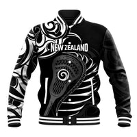 Personalised New Zealand Silver Fern Lacrosse Baseball Jacket Aotearoa Maori Pattern