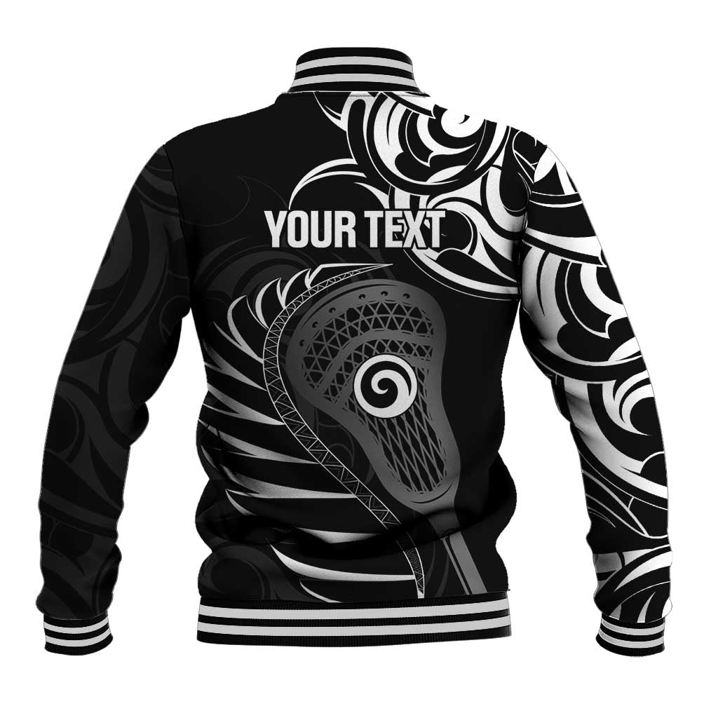 Personalised New Zealand Silver Fern Lacrosse Baseball Jacket Aotearoa Maori Pattern