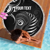 Personalised New Zealand Silver Fern Lacrosse Beach Blanket Aotearoa Maori Pattern