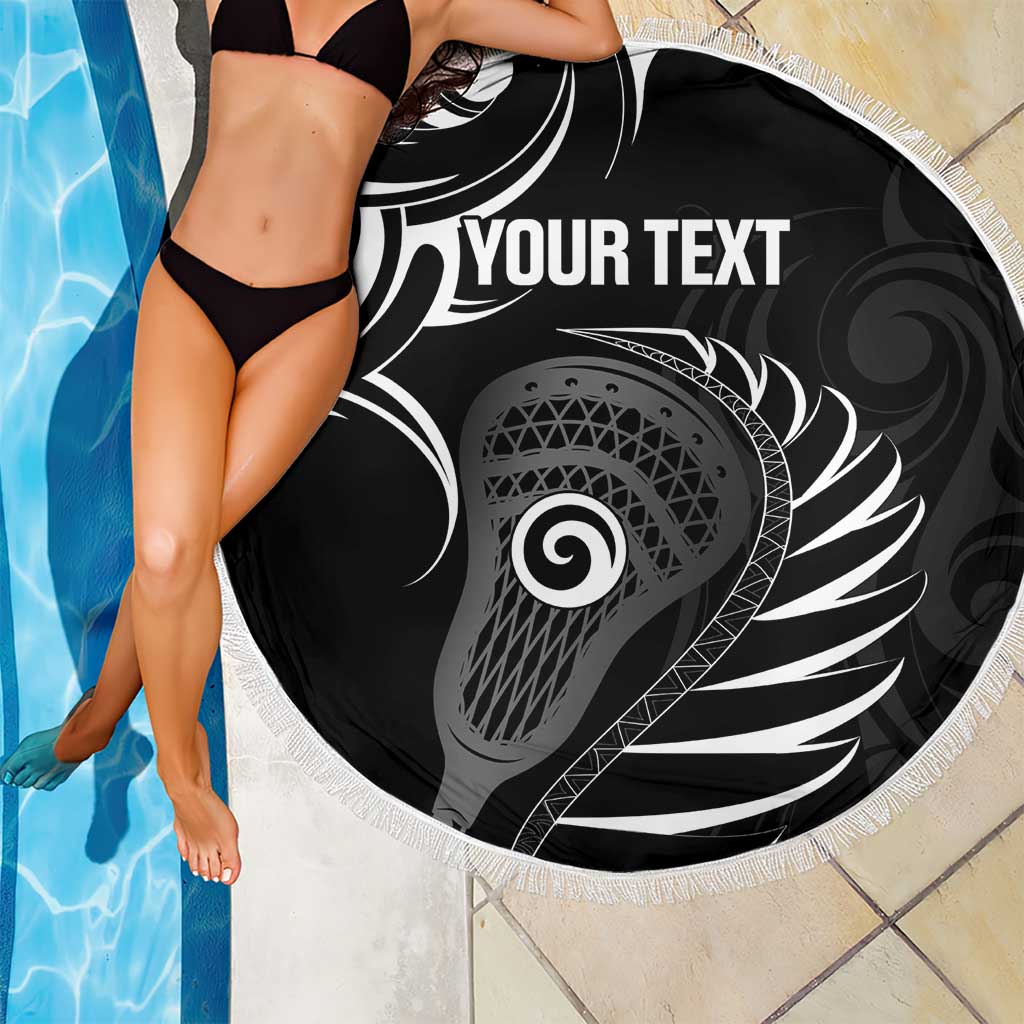 Personalised New Zealand Silver Fern Lacrosse Beach Blanket Aotearoa Maori Pattern