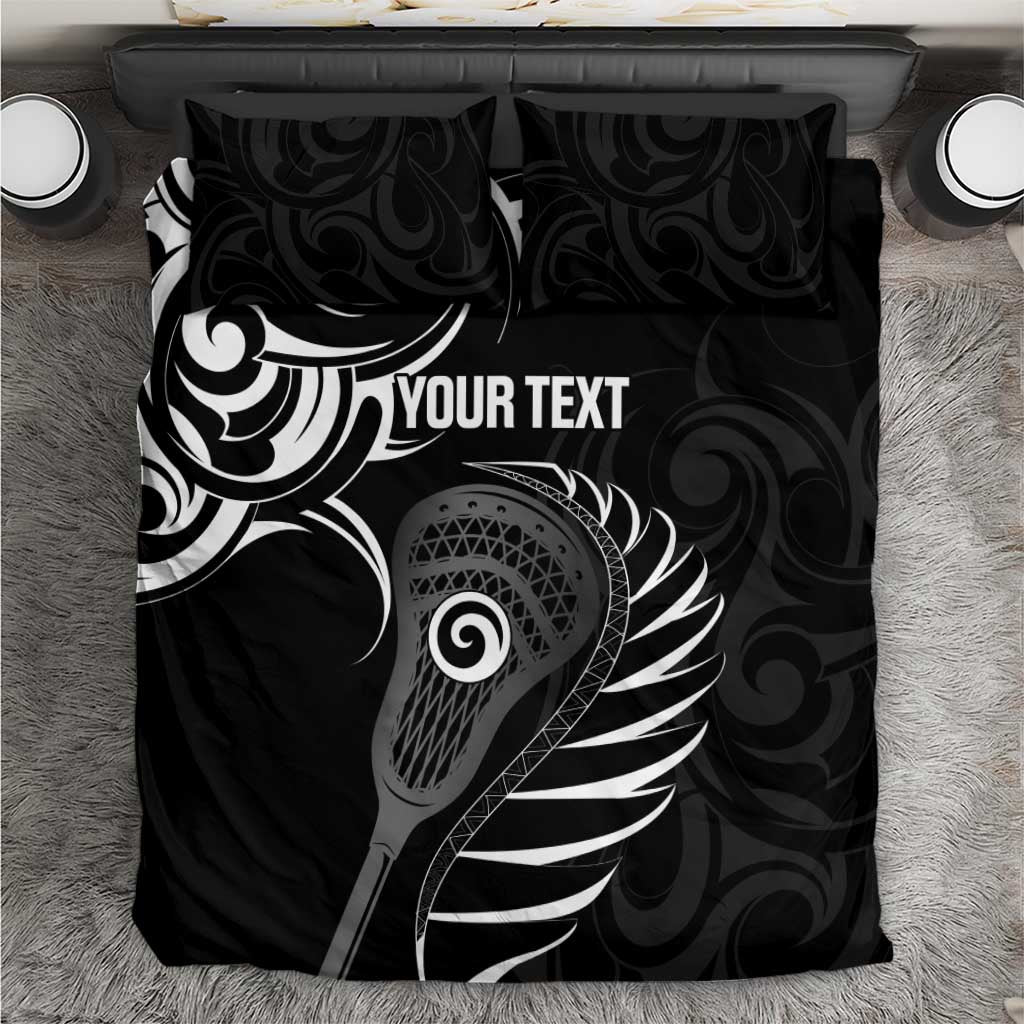 Personalised New Zealand Silver Fern Lacrosse Bedding Set Aotearoa Maori Pattern