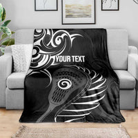 Personalised New Zealand Silver Fern Lacrosse Blanket Aotearoa Maori Pattern