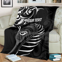 Personalised New Zealand Silver Fern Lacrosse Blanket Aotearoa Maori Pattern