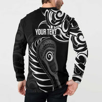 Personalised New Zealand Silver Fern Lacrosse Button Sweatshirt Aotearoa Maori Pattern