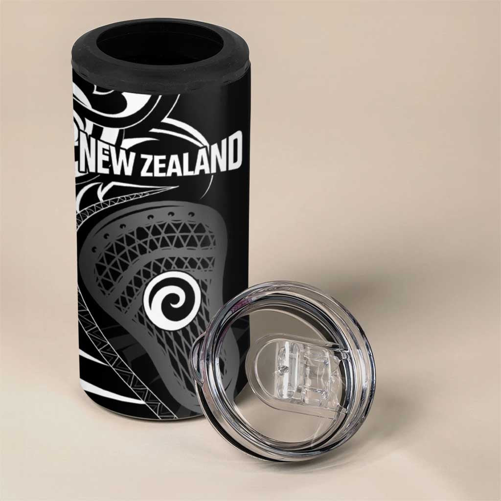 Personalised New Zealand Silver Fern Lacrosse 4 in 1 Can Cooler Tumbler Aotearoa Maori Pattern LT14 - Polynesian Pride