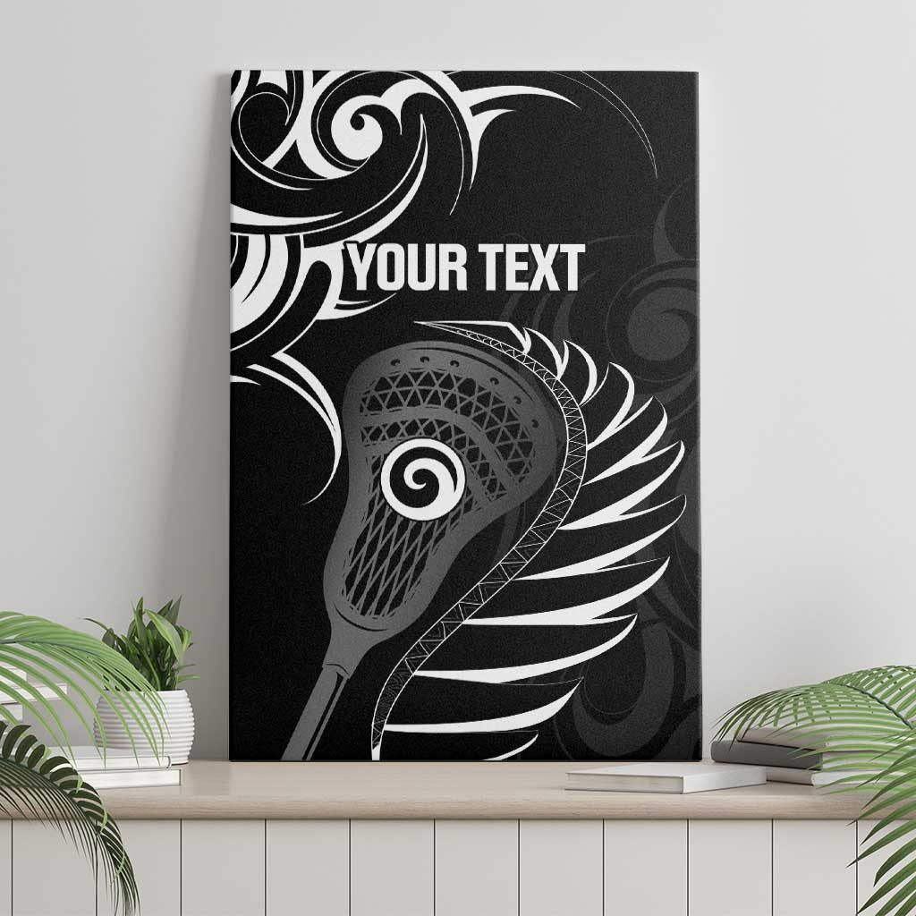 Personalised New Zealand Silver Fern Lacrosse Canvas Wall Art Aotearoa Maori Pattern