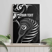 Personalised New Zealand Silver Fern Lacrosse Canvas Wall Art Aotearoa Maori Pattern