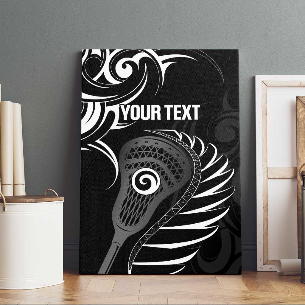 Personalised New Zealand Silver Fern Lacrosse Canvas Wall Art Aotearoa Maori Pattern