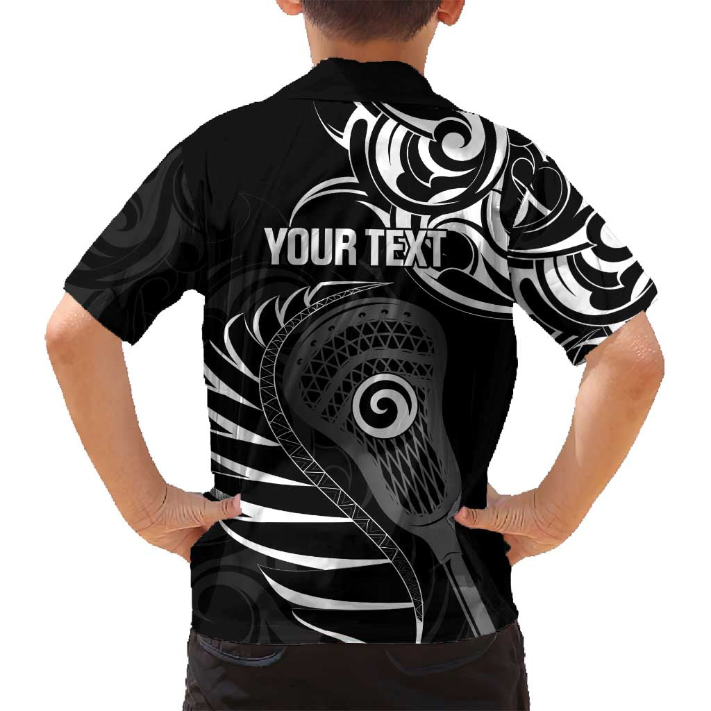 Personalised New Zealand Silver Fern Lacrosse Family Matching Long Sleeve Bodycon Dress and Hawaiian Shirt Aotearoa Maori Pattern
