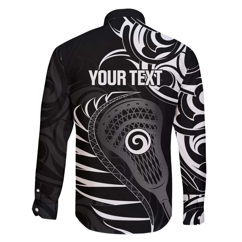 Personalised New Zealand Silver Fern Lacrosse Family Matching Long Sleeve Bodycon Dress and Hawaiian Shirt Aotearoa Maori Pattern