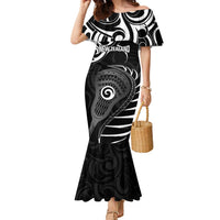 Personalised New Zealand Silver Fern Lacrosse Family Matching Mermaid Dress and Hawaiian Shirt Aotearoa Maori Pattern