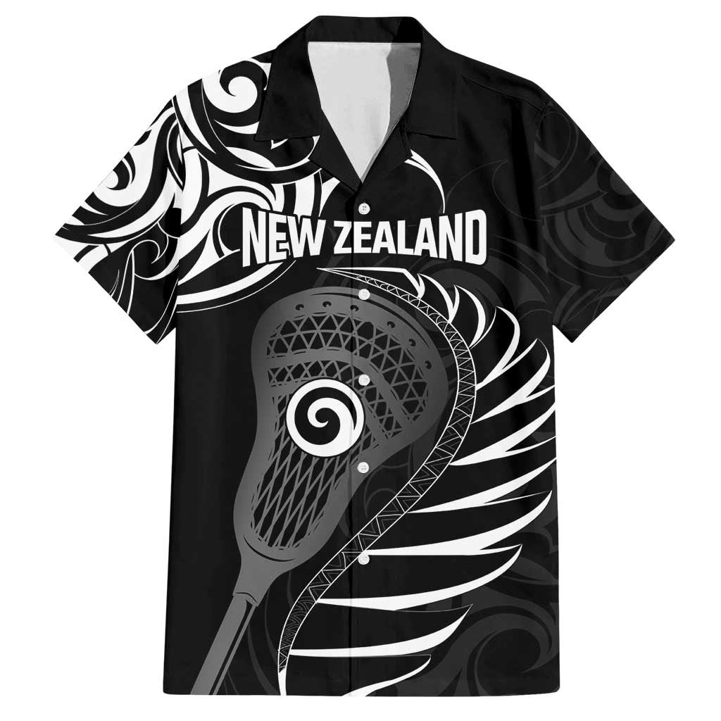 Personalised New Zealand Silver Fern Lacrosse Family Matching Off Shoulder Maxi Dress and Hawaiian Shirt Aotearoa Maori Pattern