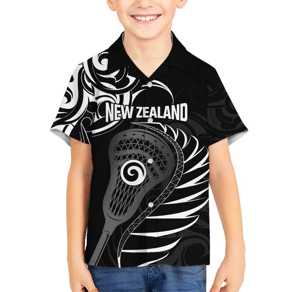 Personalised New Zealand Silver Fern Lacrosse Family Matching Puletasi and Hawaiian Shirt Aotearoa Maori Pattern