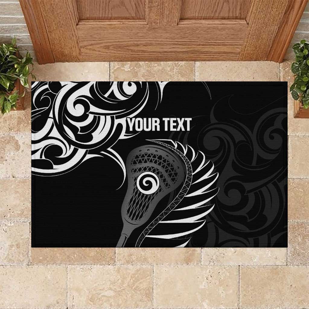 Personalised New Zealand Silver Fern Lacrosse Rubber Doormat Aotearoa Maori Pattern