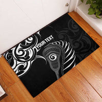 Personalised New Zealand Silver Fern Lacrosse Rubber Doormat Aotearoa Maori Pattern