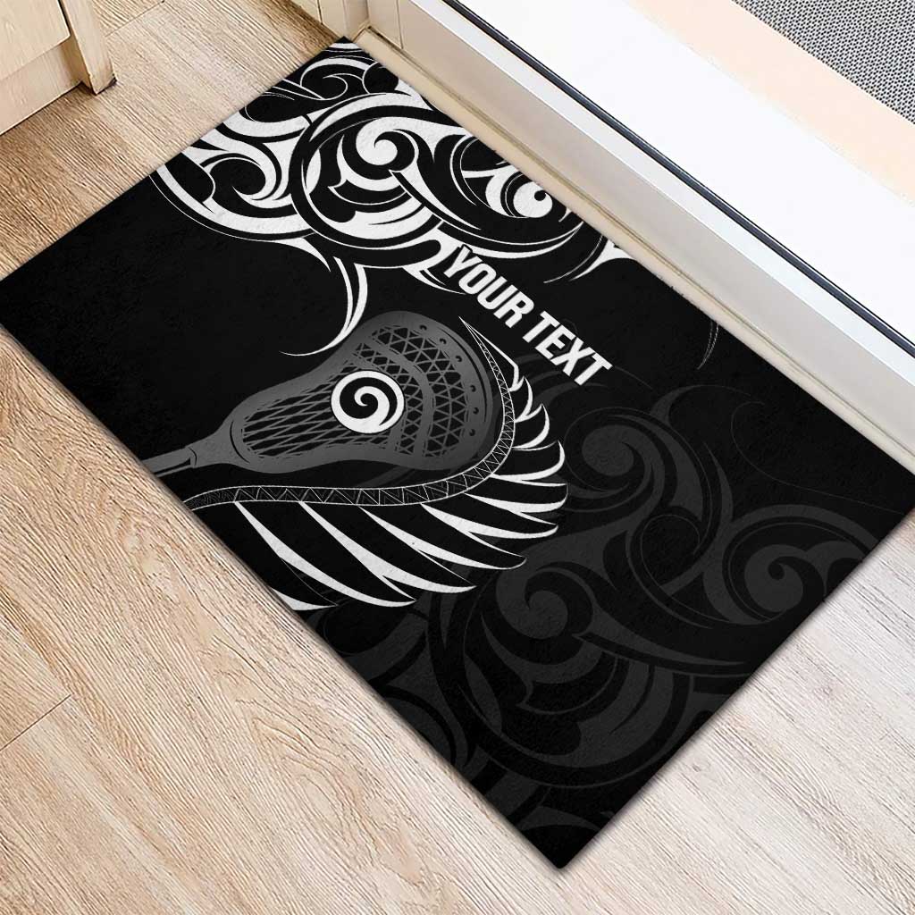 Personalised New Zealand Silver Fern Lacrosse Rubber Doormat Aotearoa Maori Pattern