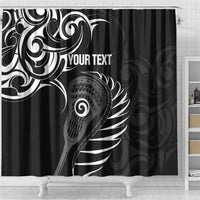 Personalised New Zealand Silver Fern Lacrosse Shower Curtain Aotearoa Maori Pattern