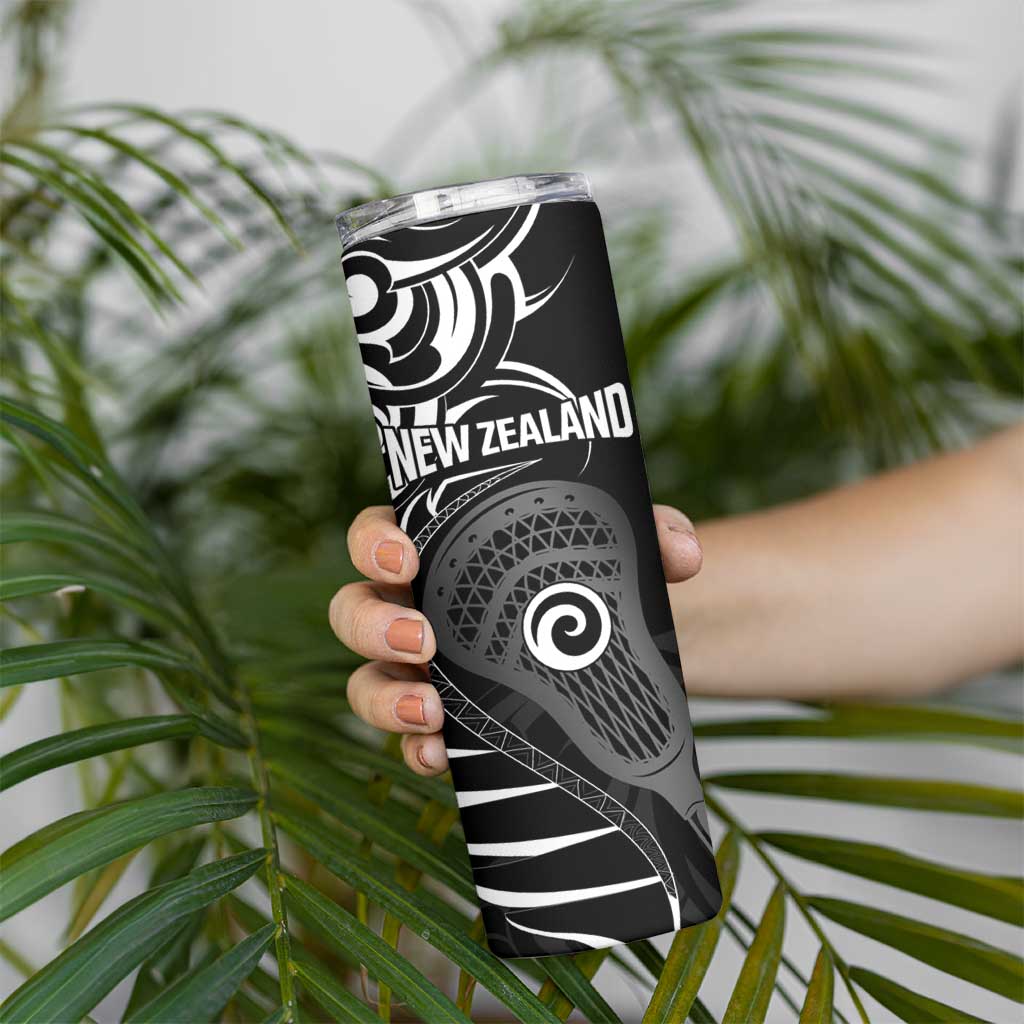 Personalised New Zealand Silver Fern Lacrosse Skinny Tumbler Aotearoa Maori Pattern LT14 - Polynesian Pride