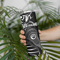 Personalised New Zealand Silver Fern Lacrosse Skinny Tumbler Aotearoa Maori Pattern LT14 - Polynesian Pride