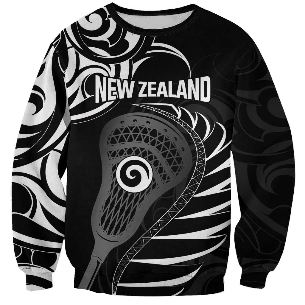 Personalised New Zealand Silver Fern Lacrosse Sweatshirt Aotearoa Maori Pattern