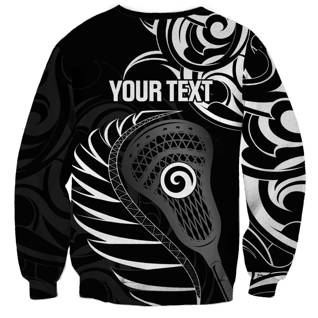 Personalised New Zealand Silver Fern Lacrosse Sweatshirt Aotearoa Maori Pattern