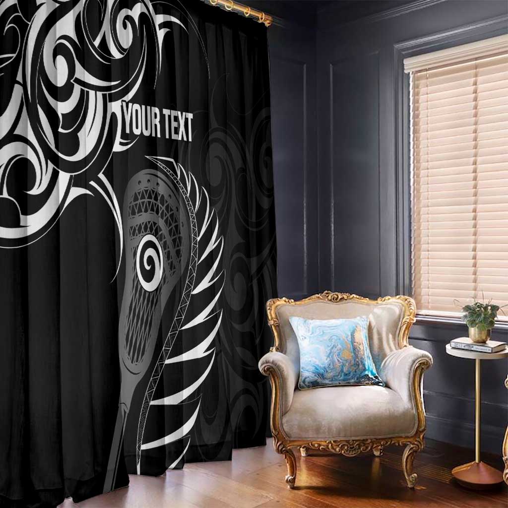Personalised New Zealand Silver Fern Lacrosse Window Curtain Aotearoa Maori Pattern