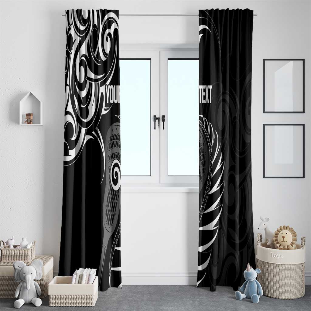 Personalised New Zealand Silver Fern Lacrosse Window Curtain Aotearoa Maori Pattern