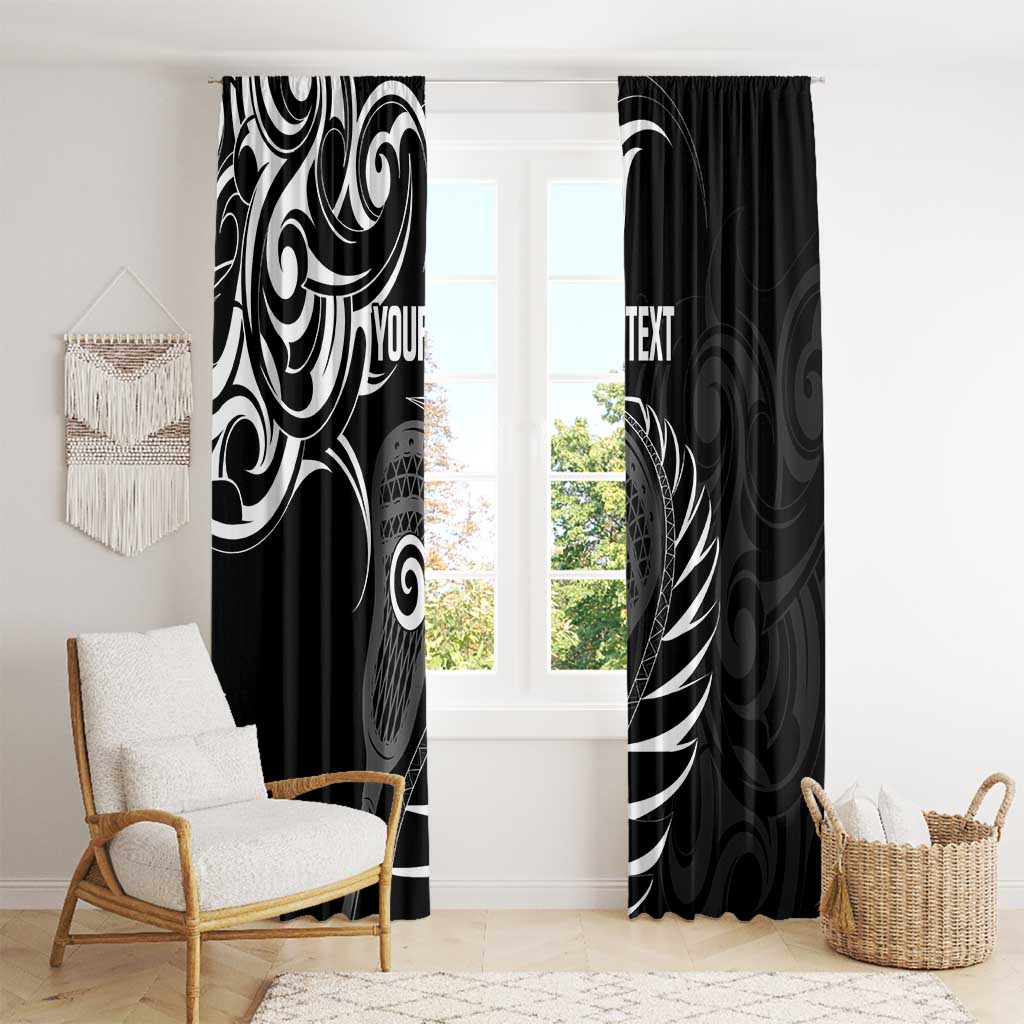 Personalised New Zealand Silver Fern Lacrosse Window Curtain Aotearoa Maori Pattern