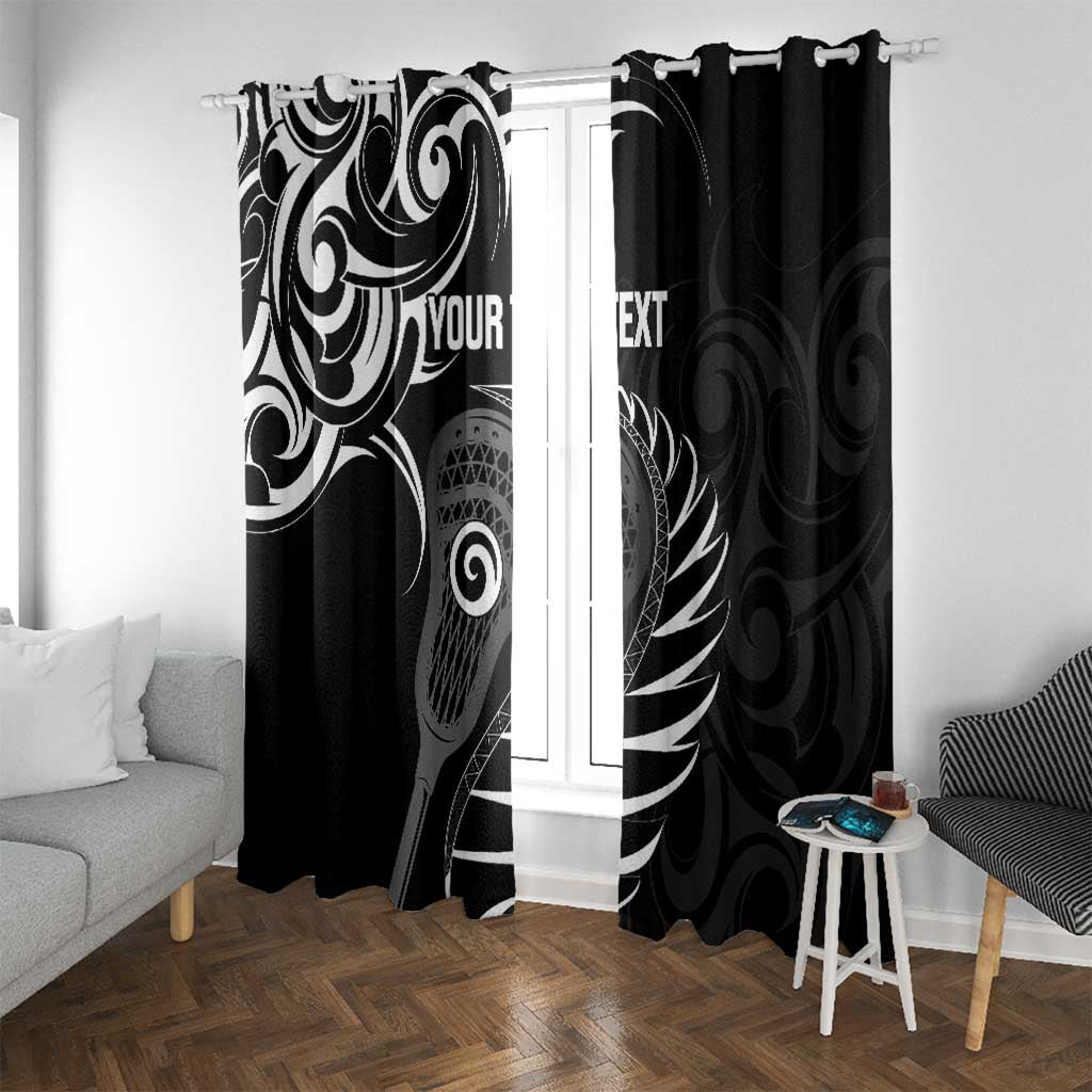 Personalised New Zealand Silver Fern Lacrosse Window Curtain Aotearoa Maori Pattern