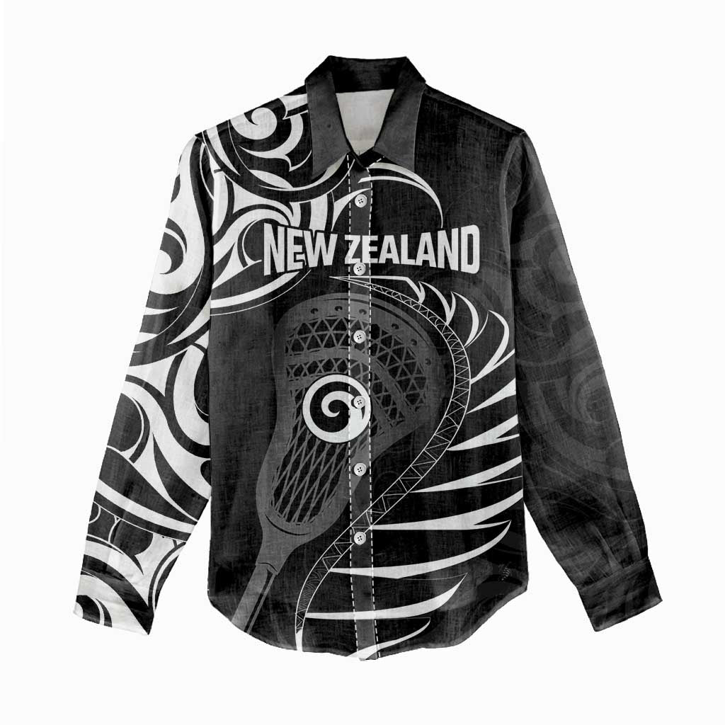 Personalised New Zealand Silver Fern Lacrosse Women Casual Shirt Aotearoa Maori Pattern LT14 - Polynesian Pride