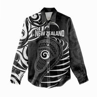 Personalised New Zealand Silver Fern Lacrosse Women Casual Shirt Aotearoa Maori Pattern LT14 - Polynesian Pride