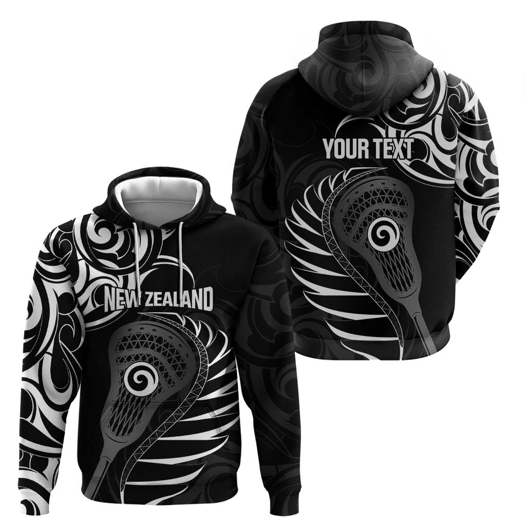 Personalised New Zealand Silver Fern Lacrosse Zip Hoodie Aotearoa Maori Pattern