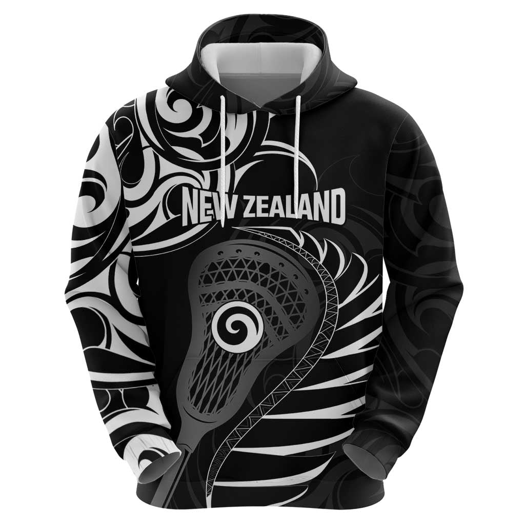 Personalised New Zealand Silver Fern Lacrosse Zip Hoodie Aotearoa Maori Pattern