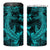 Polynesian 4 in 1 Can Cooler Tumbler Turquoise Hawaiian Tribal Hammerhead Shark