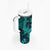 Polynesian Tumbler With Handle Turquoise Hawaiian Tribal Hammerhead Shark