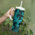 Polynesian Tumbler With Handle Turquoise Hawaiian Tribal Hammerhead Shark