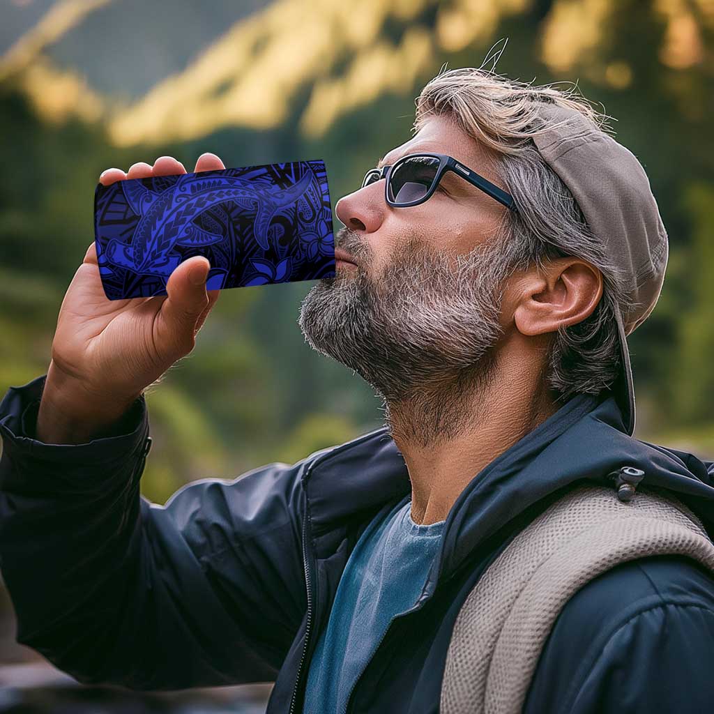 Polynesian 4 in 1 Can Cooler Tumbler Blue Hawaiian Tribal Hammerhead Shark