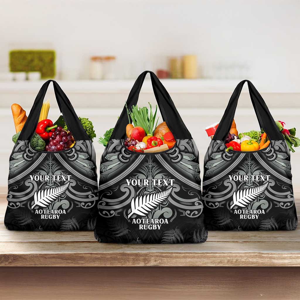 Custom New Zealand Silver Fern Rugby Grocery Bag All Black Since 1892 Aotearoa Moko Maori