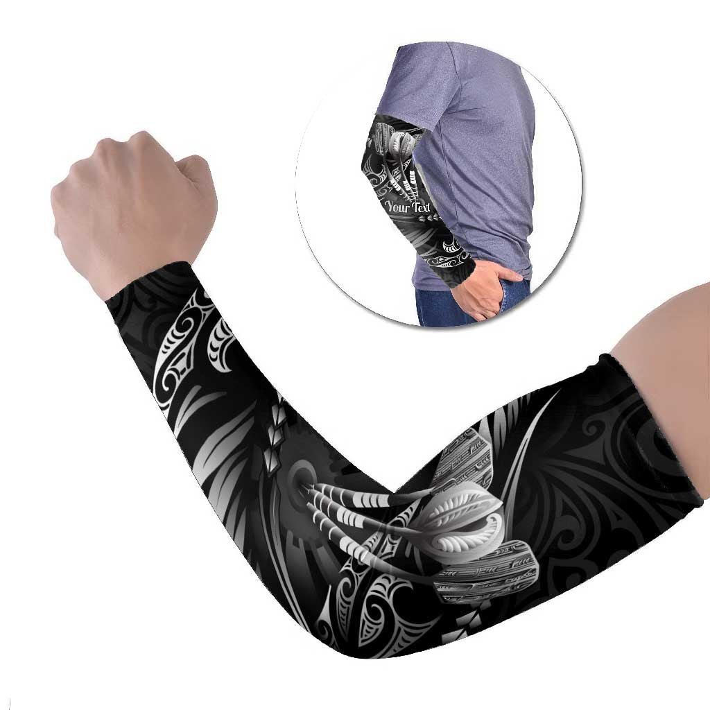 Personalised All Black New Zealand Darts Arm Sleeves Aoteroa Fern Maori Galaxy Style LT14 Set of 2 Black - Polynesian Pride