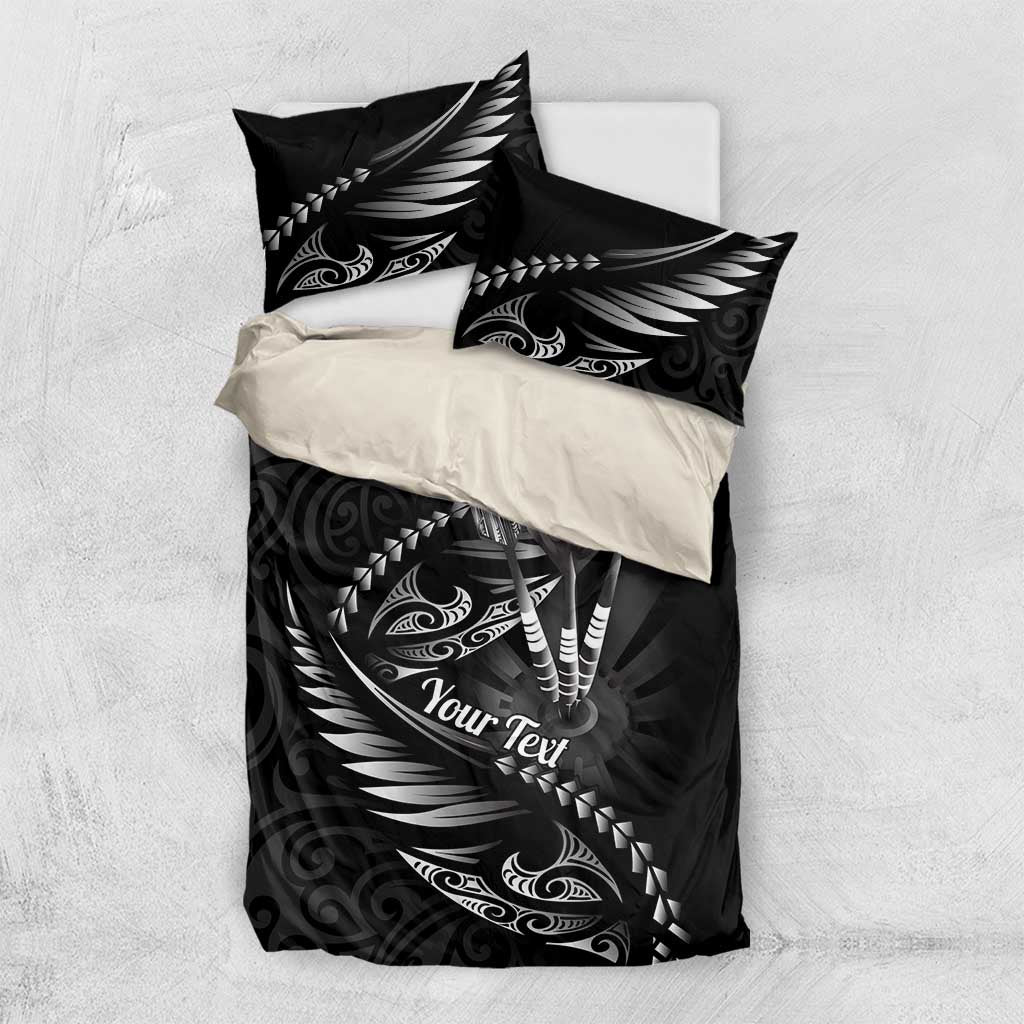 Personalised All Black New Zealand Darts Bedding Set Aoteroa Fern Maori Galaxy Style