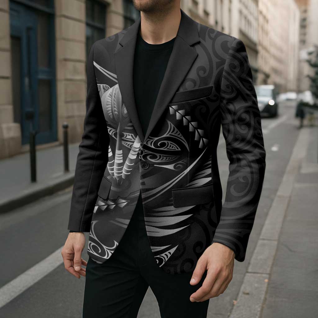 Personalised All Black New Zealand Darts Blazer Aoteroa Fern Maori Galaxy Style LT14 - Polynesian Pride