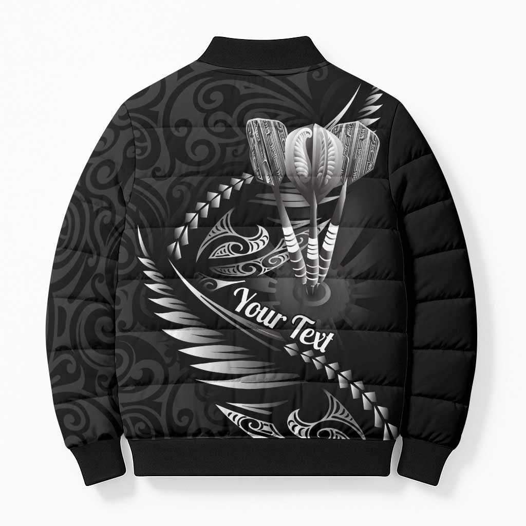 Personalised All Black New Zealand Darts Bomber Puffer Jacket Aoteroa Fern Maori Galaxy Style - Polynesian Pride