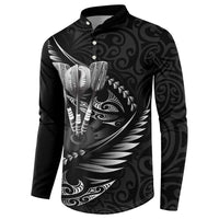 Personalised All Black New Zealand Darts Button Sweatshirt Aoteroa Fern Maori Galaxy Style