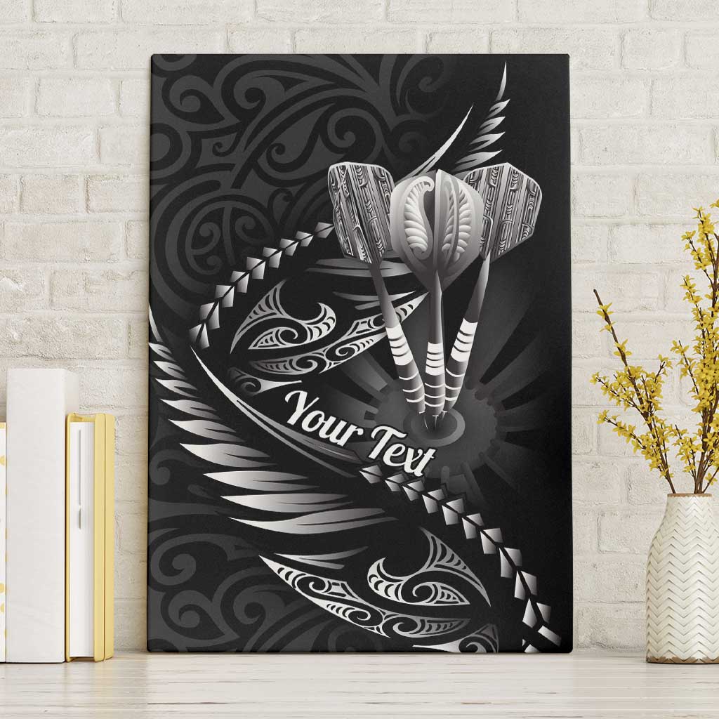 Personalised All Black New Zealand Darts Canvas Wall Art Aoteroa Fern Maori Galaxy Style
